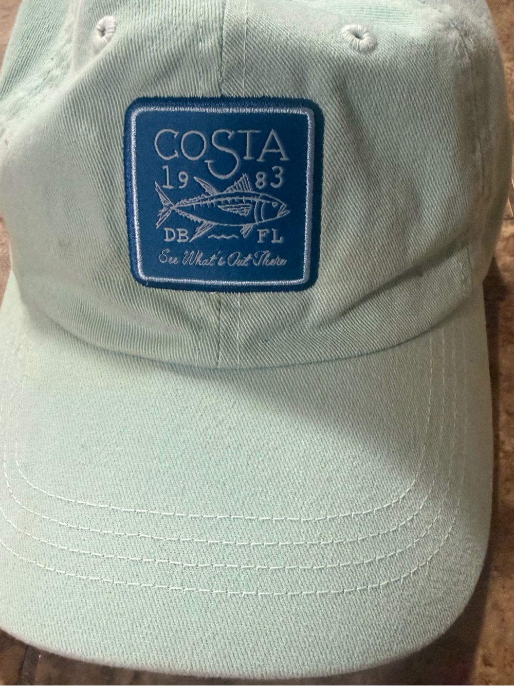 Costa Men's Patch Cap in Light Aqua with Blue Patch